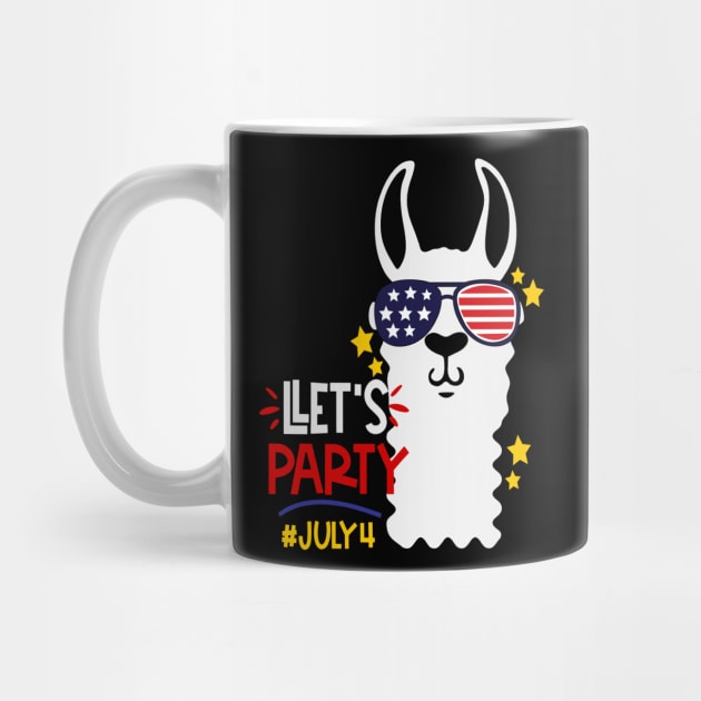 Funny Llama Let's Party 4th Of July Gift by Ramadangonim